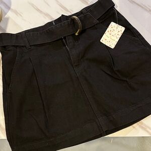 NWT Free People Black Mini Skirt with Belt